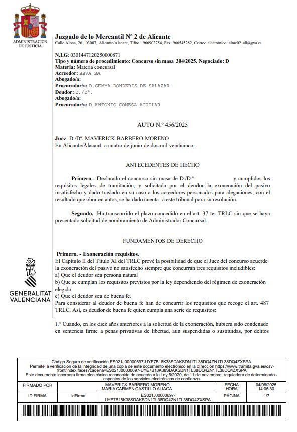 caso exito segunda oportunidad Alicante