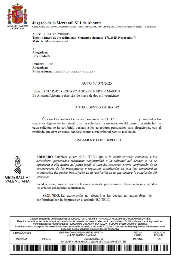 caso exito segunda oportunidad Alicante