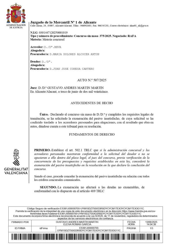 caso exito segunda oportunidad Alicante