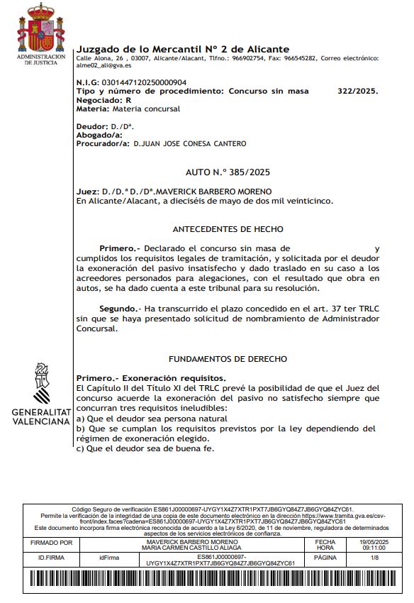 caso exito segunda oportunidad Alicante