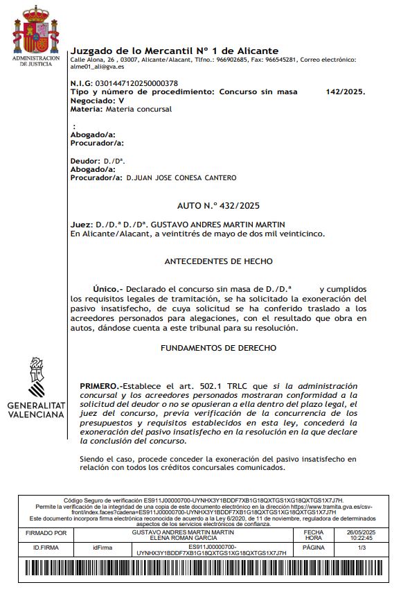 caso exito segunda oportunidad Alicante