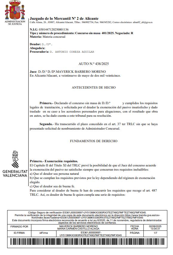 caso exito segunda oportunidad Alicante